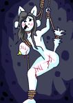  anthro bdsm blood blush bondage bound butt crystalfalcon_(artist) female fur hair looking_at_viewer mammal nipples noose nude open_mouth rope side_view smile solo tally_marks temmie_(undertale) torture undertale video_games white_fur white_tail 