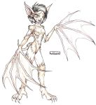  2002 anthro bat black_hair breasts claws featureless_breasts featureless_crotch female hair happy hazard looking_at_viewer mammal open_mouth short_hair simple_background solo standing transformation white_background 