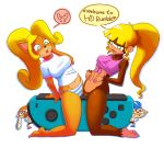  2018 animated anthro bandicoot barefoot big_breasts black_nose blonde_hair blush bottomless breasts brown_fur cephalopod clothed clothing coco_bandicoot crash_bandicoot_(series) crossover dialogue dixie_kong donkey_kong_(series) drooling duo_focus english_text fangs female female/female fur green_eyes group hair half-closed_eyes humanoid inkling joycon_controller long_hair looking_pleasured male mammal marine marsupial masturbation midriff minus8 monkey motion_lines navel nintendo nintendo_switch open_mouth orange_fur panties partially_clothed pointy_ears ponytail primate saliva splatoon super_smash_bros tentacle_hair tentacles text toes underwear video_games voyeur 