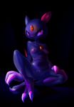  2018 anthro black_background blue_body breasts claws elpatrixf female looking_at_viewer nintendo nipples nude pok&eacute;mon pok&eacute;mon_(species) pussy red_eyes simple_background sitting small_breasts sneasel solo video_games 