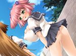  2girls backboob blush bottomless breast_expansion breasts bursting_breasts censored erect_nipples erect_nipples_under_clothes game_cg green_eyes hair_ornament huge_breasts kurumi_akizawa multiple_females multiple_girls open_mouth pink_hair pussy_juice school_uniform shinshoku_2 short_hair standing torn_clothes touchable 