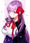  bad_id bad_twitter_id bb_(fate)_(all) bb_(fate/extra_ccc) breasts commentary_request fate/extra fate/extra_ccc fate/grand_order fate_(series) hair_ribbon highres large_breasts long_hair pomu_(pomu_me) purple_eyes purple_hair red_ribbon ribbon very_long_hair 