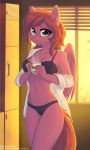  2018 absurd_res anthro bra clothing cup digital_media_(artwork) equine feathered_wings feathers female fensu-san hair hi_res holding_cup holding_object inside mammal panties pegasus solo underwear wings 