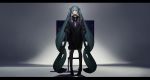  absurdly_long_hair absurdres aqua_eyes aqua_hair chair coat commentary_request full_body hatsune_miku highres jacket jewelry long_hair necklace ryoga solo twintails very_long_hair vocaloid 