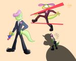  anthro clothed clothing flower gun jamearts jimmy_(jamearts) laser lizard plant ranged_weapon reptile scalie shadow simple_background suit weapon 