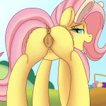  2018 animal_genitalia animal_pussy anus atmosseven basket bedroom_eyes butt clitoral_winking clitoris dock easter easter_basket easter_egg egg equine equine_pussy eyebrows eyelashes fake_ears fake_rabbit_ears feathered_wings feathers female feral fluttershy_(mlp) friendship_is_magic grass hair half-closed_eyes hi_res holidays hooves long_hair looking_at_viewer looking_back mammal my_little_pony nude open_mouth open_smile outside pegasus pink_hair presenting presenting_hindquarters presenting_pussy puffy_anus pussy pussy_juice rear_view seductive sky smile solo standing teal_eyes tongue tongue_out wings yellow_feathers 