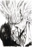  absurdres anger_vein blood closed_mouth commentary_request garou_(one-punch_man) greyscale highres male_focus monochrome murata_yuusuke official_art one-punch_man page_number scar serious solo veins 