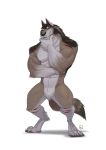  2018 anthro blue_eyes canine digital_media_(artwork) furrybob male mammal naturally_censored nude rakan scar were werewolf wolf 