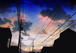  commentary_request condensation_trail from_below highres houses lamppost no_humans original power_lines power_pole radio_antenna remosse512 road scenery silhouette sky street sunrise telephone_pole transformer twilight 
