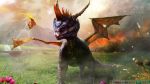  2013 ambiguous_gender arthropod dragon dragonfly fire flower forest grass horn insect lindseywart mountain outside plant purple_scales realistic scales sky sparx spyro spyro_the_dragon tree video_games wings 