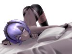  1girl ass ass_up bangs bare_shoulders black_gloves butt_crack dark-skinned_female dark_skin fate fate/grand_order fate/prototype fate/prototype:_fragments_of_blue_and_silver fate_(series) female fingerless_gloves gloves hassan_of_serenity_(fate) high_resolution looking_at_viewer purple_eyes purple_hair revealing_clothes short_hair silver solo tagme top-down_bottom-up 