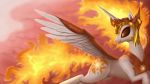  2017 crown cutie_mark daybreaker_(mlp) equine feathered_wings feathers female feral fire friendship_is_magic horn jeki jewelry mammal my_little_pony necklace solo spread_wings winged_unicorn wings 