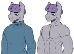  2018 abs anthro anthrofied clothed clothing crossgender equine friendship_is_magic hair horse male mammal maud_pie_(mlp) muscular muscular_male my_little_pony nolycs pony purple_hair solo 