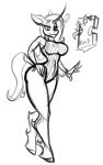  2017 anthro anthrofied big_breasts book breasts clothing equine female fred hi_res horn jrvanesbroek leotard mammal monochrome oleander_(tfh) sketch solo them&#039;s_fightin&#039;_herds unicorn 