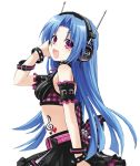  5pb_(choujigen_game_neptune) bikini blue_hair blush choujigen_game_neptune dress headphones long_hair pink_eyes smile 