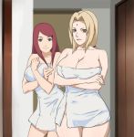  2girls breasts cleavage cyberunique huge_breasts multiple_girls naruto naruto_shippuuden smile tsunade uzumaki_kushina 
