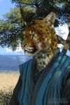  2016 anthro beach black_lips clothed clothing day detailed_background feline heyriel khajiit male mammal outside seaside sky solo the_elder_scrolls video_games whiskers 