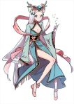  blue_eyes breasts character_request chinese_clothes cleavage cleavage_cutout commentary_request copyright_request ecru hair_ornament korean_commentary long_hair medium_breasts shoes solo white_hair 