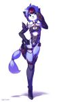  2018 absurd_res anthro black_nose blue_hair boots canine clothing female footwear fox fur green_eyes hair hi_res krystal mammal nintendo sgtcicada short_hair signature simple_background smile solo star_fox tailband video_games white_fur 