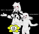  &lt;3 2018 asriel_dreemurr asriel_dreemurr_(god_form) balla boss_monster caprine child cub dialogue duo fangs flowey_the_flower fur glowing glowing_eyes goat horn male mammal markings open_mouth penis raxkiyamato red_eyes undertale video_games white_fur young 