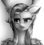  absurd_res dankflank digital_media_(artwork) duo equine eyelashes feathered_wings feathers fluttershy_(mlp) friendship_is_magic hair hi_res jewelry long_hair looking_at_viewer mammal monochrome my_little_pony necklace pegasus solo_focus wings 