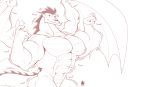  2017 abs american_dragon:_jake_long anthro biceps digital_drawing_(artwork) digital_media_(artwork) disney dragon featureless_crotch flexing growth huge_muscles jake_long looking_at_viewer membranous_wings monochrome muscle_growth muscular nude onomatopoeia pecs red_and_white sarbat_(artist) scalie simple_background smile smug solo sound_effects triceps western_dragon white_background wings 
