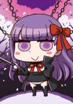  april_fools bangs bb_(fate)_(all) bb_(fate/extra_ccc) blunt_bangs blush_stickers chibi fate/grand_order fate_(series) gloves hand_on_hip holding holding_pointer long_hair long_sleeves official_art panties pantyshot pantyshot_(standing) pointer purple_eyes purple_hair riyo_(lyomsnpmp) solo standing underwear very_long_hair white_gloves 