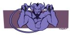  anthro anus balls body_hair chest_hair deadgoliath fur looking_at_viewer male presenting purple_fur rikimaru_the_stealth_assassin satyr simple_background solo spreading tongue tongue_out 