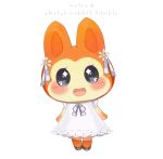  animal_crossing animated anthro beady_eyes blush bunnie_(animal_crossing) clothing cute dress eyelashes female flower footwear fur happy lagomorph looking_at_viewer low_res maire-k mammal nintendo plant pose rabbit red_fur shoes smile solo standing video_games white_fur 