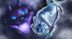  bow breasts canine caprine dynamic female fog jumping kindred_(disambiguation) kindred_(lol) league_of_legends mammal mask momentai riot_games sheep video_games wolf 