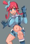  1girl blue_eyes blush fuuro_(pokemon) iojkmn pokemon pokemon_(game) pokemon_bw red_hair 