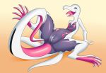  highres kurisu_ams open_mouth pokemon pussy salazzle shiny spread_legs tail 