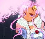  bad_id bad_pixiv_id bangs black_background choker dark_skin forehead_jewel highres long_hair looking_away meredy parted_bangs parted_lips pink_eyes pink_hair purple_eyes sidelocks simple_background solo tales_of_(series) tales_of_eternia twintails upper_body white_choker yym_fe 