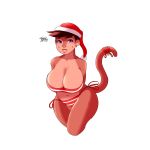  alpha_channel anthro big_breasts bikini breasts christmas clothing female hat hi_res holidays huge_breasts jakkmau5art looking_at_viewer mammal monkey primate santa_hat simple_background solo standing swimsuit transparent_background voluptuous wide_hips 