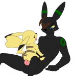  alternate_color anthro anthro_on_semi-anthro black_hair black_skin blue_eyes brown_hair cleft_tail eeveelution erection female green_body hair hi_res male male/female markings nintendo nude penetration penis pikachu pok&eacute;mon pok&eacute;mon_(species) pussy semi-anthro simple_background sinful-spector tiger_stripes tongue tongue_out umbreon vaginal vaginal_penetration video_games white_background yellow_sclera 