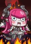  april_fools blue_eyes blush_stickers chibi curled_horns dragon_tail elizabeth_bathory_(fate)_(all) fate/grand_order fate_(series) fire full_moon humanoid_robot long_hair mecha_eli-chan moon official_art open_mouth pink_hair pointy_ears red_moon riyo_(lyomsnpmp) sharp_teeth solo tail teeth 