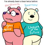  bear bearnard character_name clothing duo english_text mammal nerdsworth nishi shirt t-shirt text 