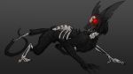  black_fur bone claws earlnoir edgy fur looking_at_viewer open_maw red_eyes red_sclera teeth undead zombie 
