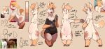  2018 alpaca anthro belly bottomless braeburned camelid clothed clothing digital_media_(artwork) english_text fur hair hooves male mammal model_sheet nude olli_(braeburned) partially_clothed shirt slightly_chubby smile solo standing stretch_marks text 