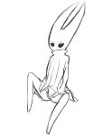  clothed clothing dress empty_eyes featureless_limbs female hi_res hollow_knight hollow_knight_(species) hornet_(hollow_knight) humanoid kdd monochrome presenting pussy simple_background solo white_background 