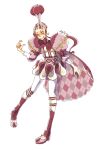  argyle argyle_cape blonde_hair cape character_name flower hat highres looking_at_viewer maroon_legwear multicolored_hair personification pink_cape pink_eyes pink_footwear pink_hair pokemon puffy_sleeves slurpuff solo standing tongue tongue_out two-tone_hair uzou 