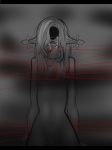  biowolfmlya creepy droopy_ears female hair invalid_tag lipstick long_ears long_hair looking_at_viewer makeup monochrome nipples nude solo stitches tears 