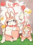  2018 anthro balloon brown_fur bunny_costume canine clothing costume easter female fox fur graffiti grass grey_fur hair holidays invalid_color kemono lagomorph legwear male mammal rabbit rantan_chan ribbons slightly_chubby socks tenshi_chan thigh_socks umeda white_fur 