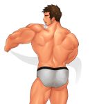  1boy ass bara brown_hair male_focus muscle solo topless underwear yuatari 