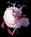  animal ascot bad_id bad_pixiv_id bat bat_wings black_background blue_hair full_body hat hat_ribbon high_heels highres marimo_tarou mob_cap pantyhose petticoat pink_hat pink_skirt puffy_short_sleeves puffy_sleeves red_eyes red_footwear red_neckwear red_ribbon remilia_scarlet ribbon ribbon-trimmed_skirt ribbon_trim sash shoes short_sleeves simple_background skirt smile solo standing touhou transparent_wings white_legwear wings wrist_cuffs 
