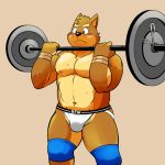  anthro big_muscles bulge canine clothing dog exercise jockstrap kenta_shiba_(character) male mammal muscular muscular_male shiba-kenta shiba_inu simple_background solo underwear weightlifting white_underwear workout 