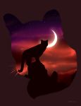  2018 ambiguous_gender cougar feline feral mammal moon night quadruped signature standing star yoko_darkpaw 