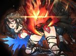  belt black_hair brown_eyes claws kyota07 long_hair midriff open_mouth shoes shorts solo tales_of_(series) tales_of_berseria velvet_crowe 