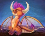  dragon fangs female friendship_is_magic horn membranous_wings my_little_pony sitting smolder_(mlp) solo thediscorded wings 