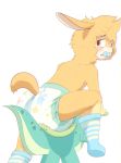  ageplay blush camelid clothing diaper embarrassed legwear llama male mammal ozzybear pacifier riding sitting socks 